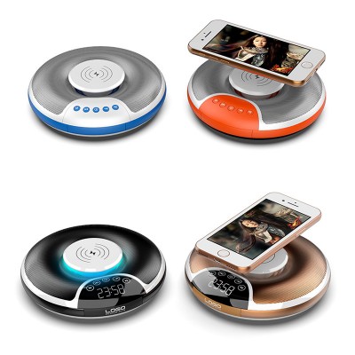 Hot Selling 10W Qi Phone Stand Wireless Charger Super bass Circular bluetooth Speaker AZ-06